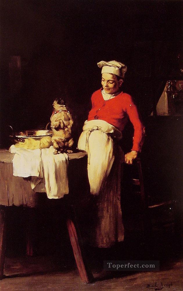 The cook and the pug Joseph Claude Bail Oil Paintings